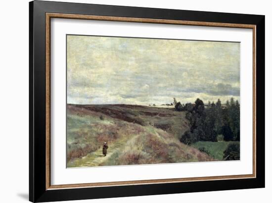 Heather Covered Hills Near Vimoutier, 1860S-Jean-Baptiste-Camille Corot-Framed Giclee Print