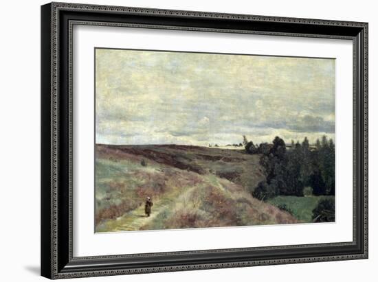 Heather Covered Hills Near Vimoutier, 1860S-Jean-Baptiste-Camille Corot-Framed Giclee Print