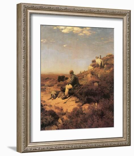 Heathland Shepherd-Eugen Bracht-Framed Art Print