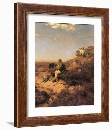 Heathland Shepherd-Eugen Bracht-Framed Art Print