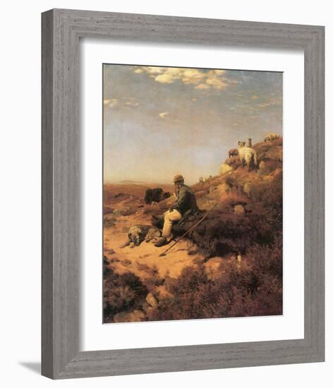 Heathland Shepherd-Eugen Bracht-Framed Art Print