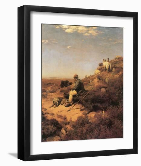 Heathland Shepherd-Eugen Bracht-Framed Art Print