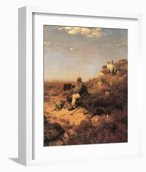 Heathland Shepherd-Eugen Bracht-Framed Art Print