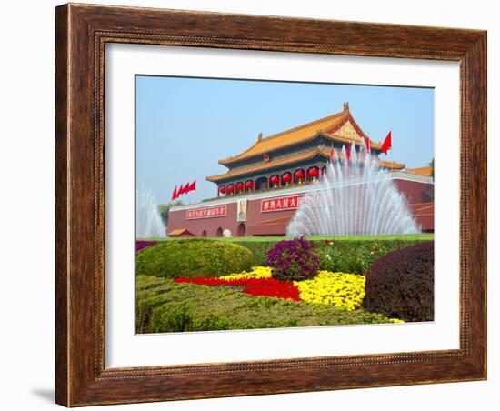 Heavenly Gate Entrance to Forbidden City Decorated with Fountains and Flowers During National Day F-Kimberly Walker-Framed Photographic Print