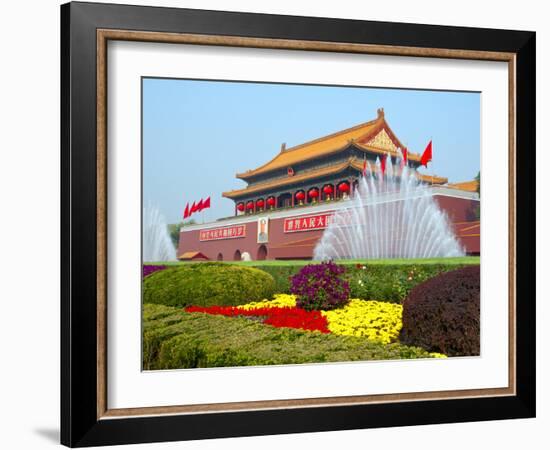 Heavenly Gate Entrance to Forbidden City Decorated with Fountains and Flowers During National Day F-Kimberly Walker-Framed Photographic Print