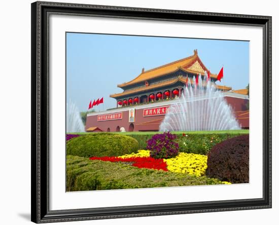 Heavenly Gate Entrance to Forbidden City Decorated with Fountains and Flowers During National Day F-Kimberly Walker-Framed Photographic Print