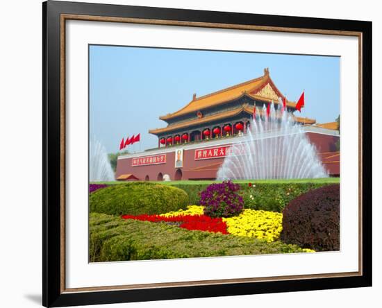 Heavenly Gate Entrance to Forbidden City Decorated with Fountains and Flowers During National Day F-Kimberly Walker-Framed Photographic Print