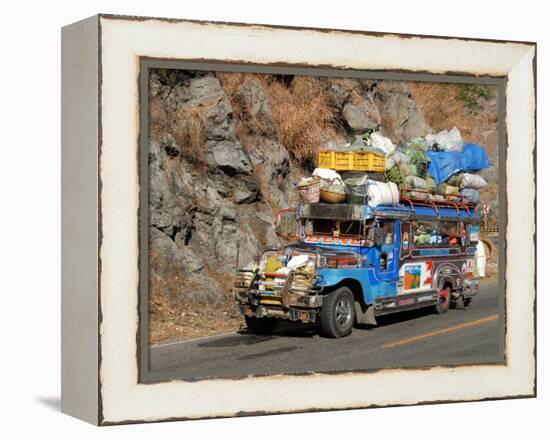 Heavily Loaded Jeepney, a Typical Local Bus, on Kennon Road, Rosario-Baguio, Luzon, Philippines-null-Framed Premier Image Canvas