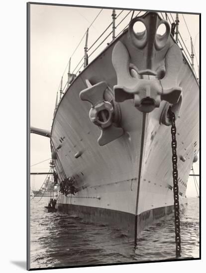 Heavy Anchors Hanging From the Battleship U.S.S. Maryland as it Rests Anchored in the Harbor-Margaret Bourke-White-Mounted Photographic Print