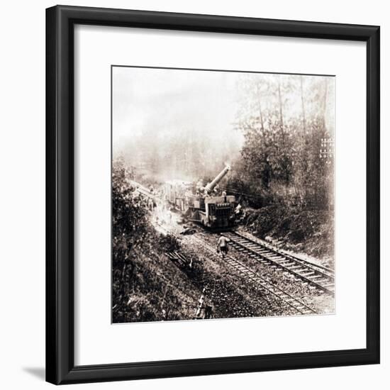 Heavy artillery on railway track, c1914-c1918-Unknown-Framed Photographic Print