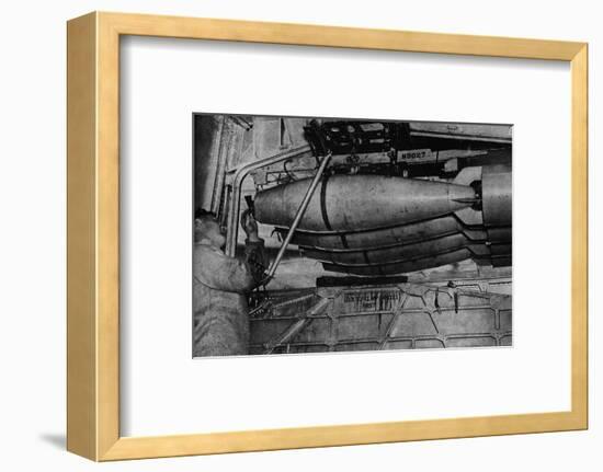 Heavy bombs in the racks of a RAF Short Sunderland flying boat, c1940 (1943)-Unknown-Framed Photographic Print