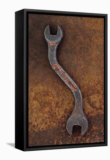 Heavy Double-headed Spanner with Bend in Handle Lying On Rusty Metal Sheet-Den Reader-Framed Premier Image Canvas