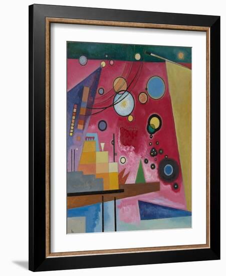 Heavy Red, 1924 (Oil on Cardboard)-Wassily Kandinsky-Framed Giclee Print