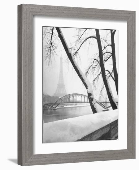 Heavy Snow Around the Eiffel Tower-Dmitri Kessel-Framed Photographic Print