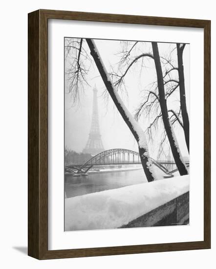 Heavy Snow Around the Eiffel Tower-Dmitri Kessel-Framed Photographic Print