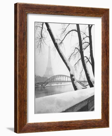 Heavy Snow Around the Eiffel Tower-Dmitri Kessel-Framed Photographic Print