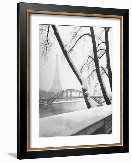 Heavy Snow Around the Eiffel Tower-Dmitri Kessel-Framed Photographic Print