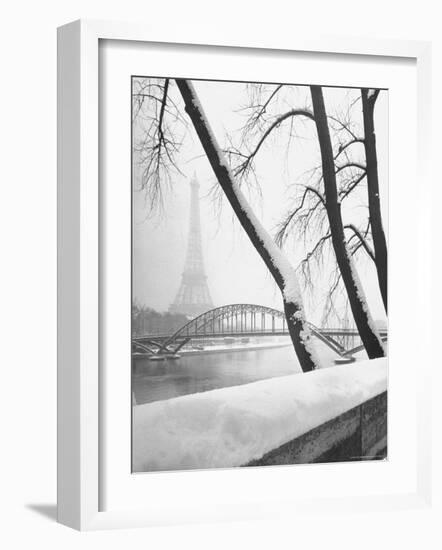 Heavy Snow Around the Eiffel Tower-Dmitri Kessel-Framed Photographic Print