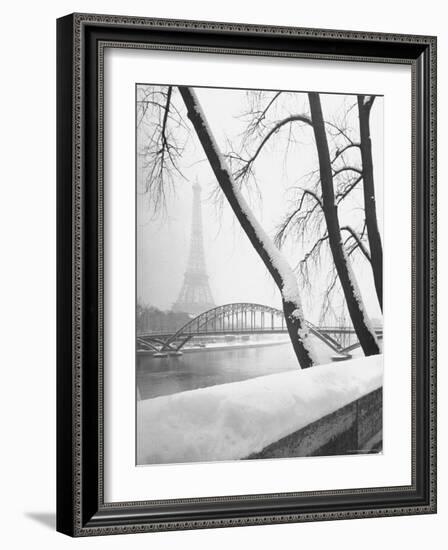 Heavy Snow Around the Eiffel Tower-Dmitri Kessel-Framed Photographic Print