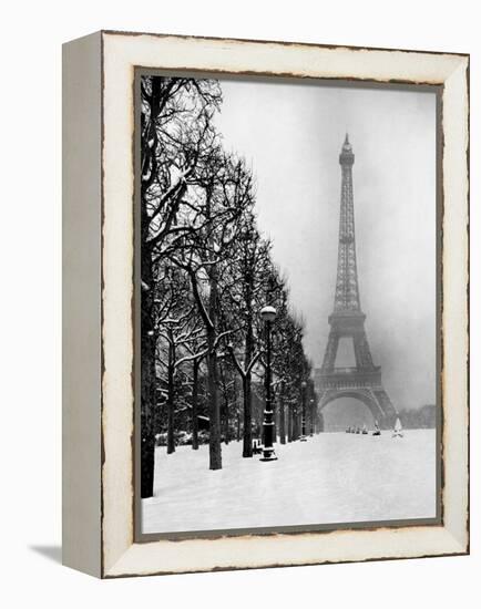 Heavy Snow Blankets the Ground Near the Eiffel Tower-Dmitri Kessel-Framed Premier Image Canvas