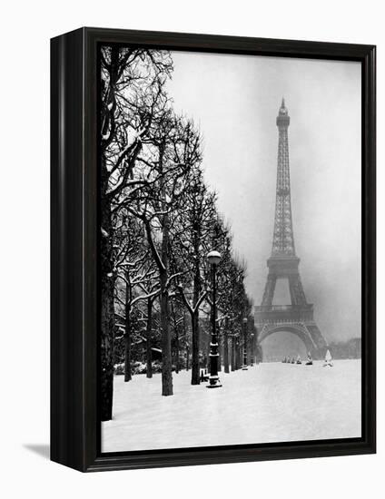 Heavy Snow Blankets the Ground Near the Eiffel Tower-Dmitri Kessel-Framed Premier Image Canvas