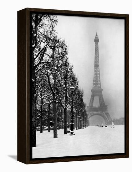 Heavy Snow Blankets the Ground Near the Eiffel Tower-Dmitri Kessel-Framed Premier Image Canvas