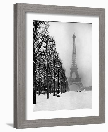 Heavy Snow Blankets the Ground Near the Eiffel Tower-Dmitri Kessel-Framed Premium Photographic Print