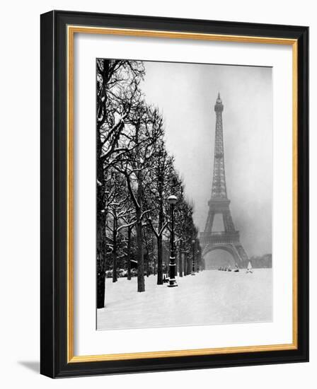 Heavy Snow Blankets the Ground Near the Eiffel Tower-Dmitri Kessel-Framed Premium Photographic Print