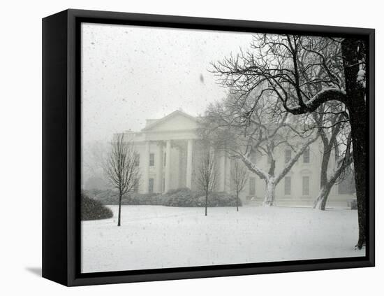 Heavy Snow Falls at the White House-null-Framed Premier Image Canvas