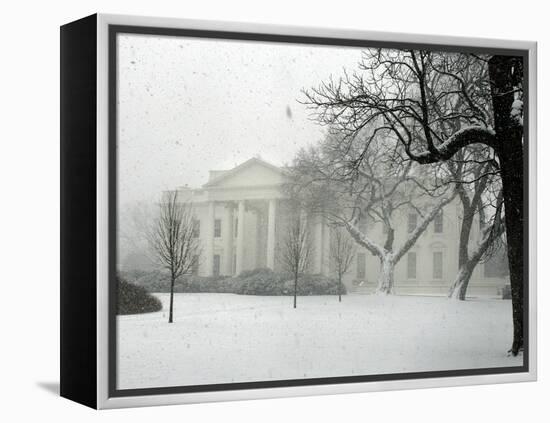 Heavy Snow Falls at the White House-null-Framed Premier Image Canvas
