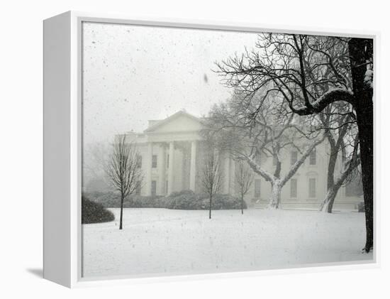 Heavy Snow Falls at the White House-null-Framed Premier Image Canvas