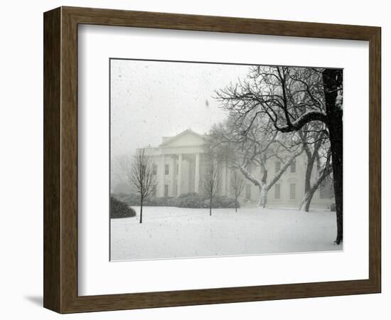 Heavy Snow Falls at the White House-null-Framed Photographic Print