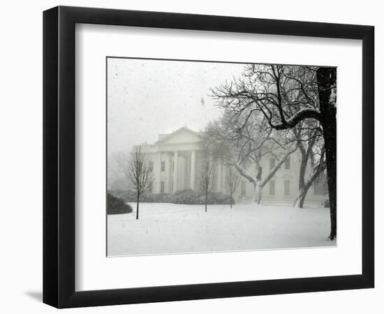 Heavy Snow Falls at the White House-null-Framed Photographic Print