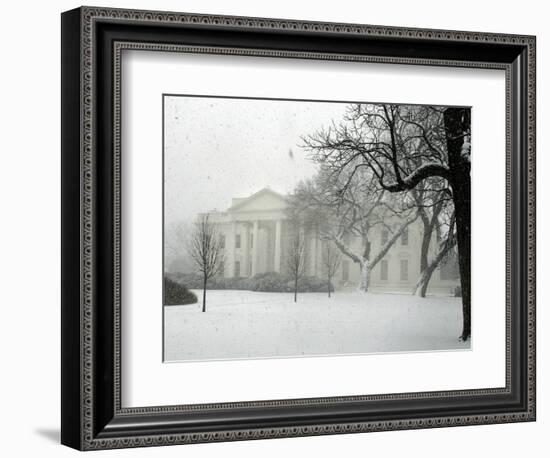 Heavy Snow Falls at the White House-null-Framed Photographic Print