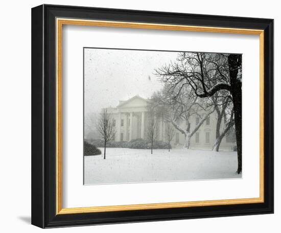 Heavy Snow Falls at the White House-null-Framed Photographic Print