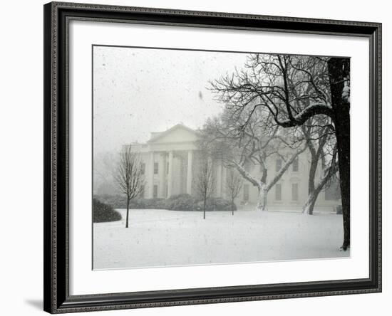 Heavy Snow Falls at the White House--Framed Photographic Print