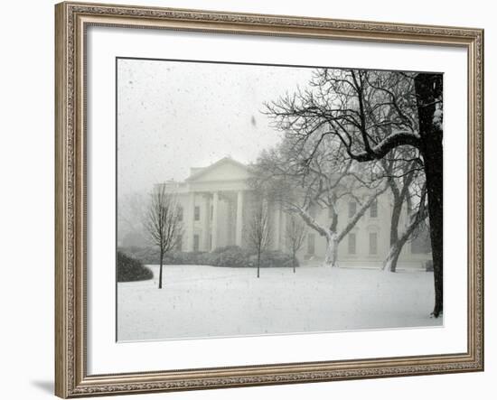 Heavy Snow Falls at the White House-null-Framed Photographic Print