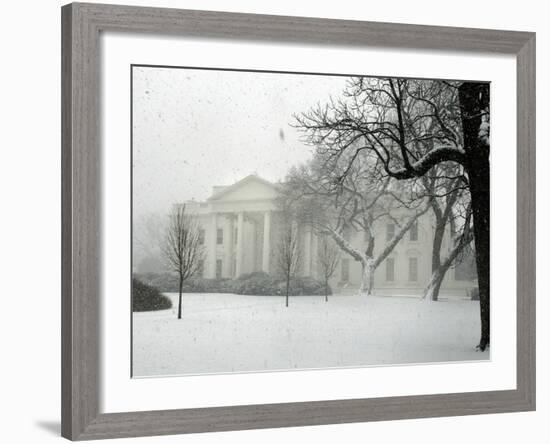 Heavy Snow Falls at the White House-null-Framed Photographic Print