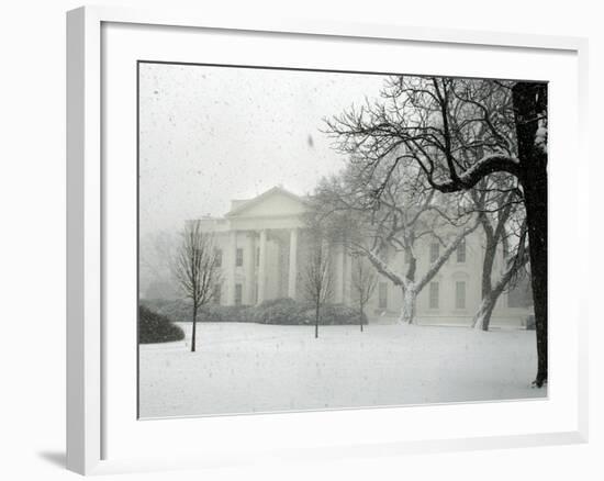 Heavy Snow Falls at the White House-null-Framed Photographic Print