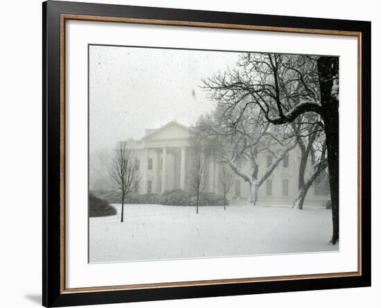 Heavy Snow Falls at the White House-null-Framed Photographic Print