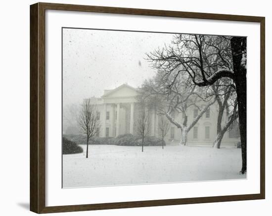 Heavy Snow Falls at the White House-null-Framed Photographic Print