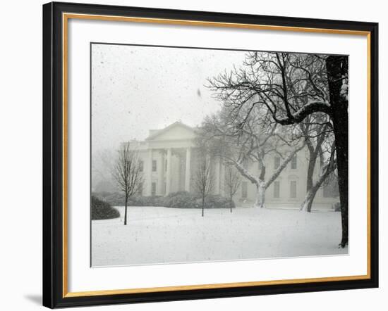 Heavy Snow Falls at the White House-null-Framed Photographic Print