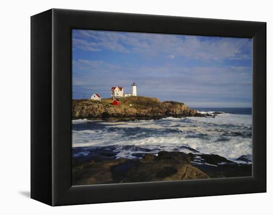 Heavy Surf Near Cape Neddick Lighthouse-James Randklev-Framed Premier Image Canvas