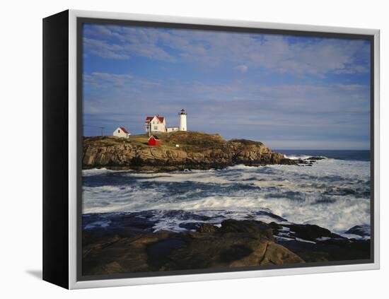 Heavy Surf Near Cape Neddick Lighthouse-James Randklev-Framed Premier Image Canvas