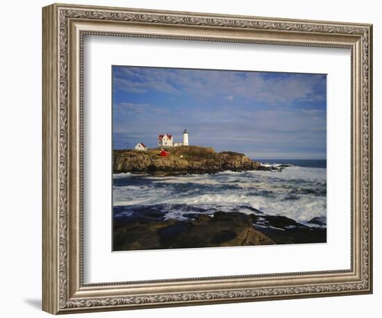 Heavy Surf Near Cape Neddick Lighthouse-James Randklev-Framed Photographic Print