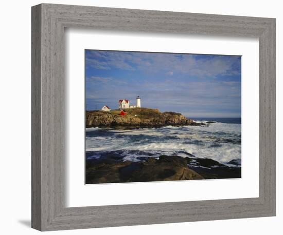 Heavy Surf Near Cape Neddick Lighthouse-James Randklev-Framed Photographic Print