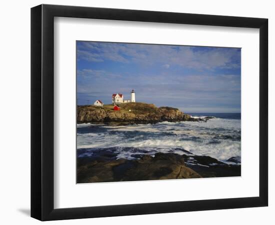 Heavy Surf Near Cape Neddick Lighthouse-James Randklev-Framed Photographic Print