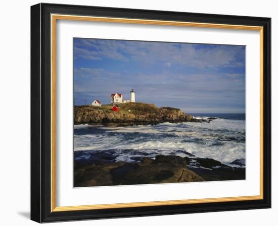 Heavy Surf Near Cape Neddick Lighthouse-James Randklev-Framed Photographic Print