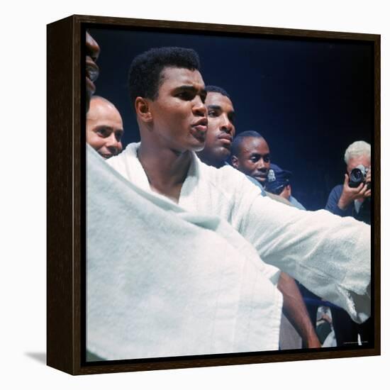 Heavyweight Boxer Cassius Clay, aka Muhammad Ali, After His Fight with Sonny Liston-John Dominis-Framed Premier Image Canvas