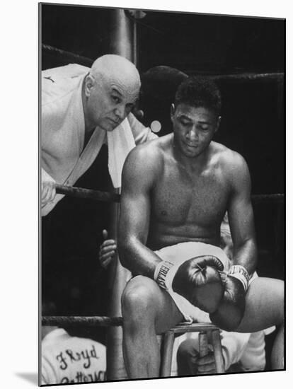 Heavyweight Champ Floyd Patterson Advised by Cus D'Amato During Fight, Yankee Stadium-George Silk-Mounted Premium Photographic Print